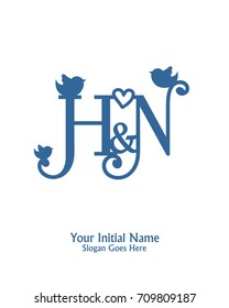 Initial name H & N logo template vector