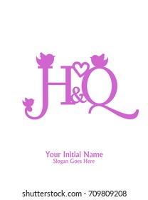 Initial name H & Q logo template vector