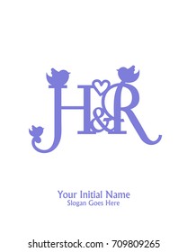 Initial name H & R logo template vector