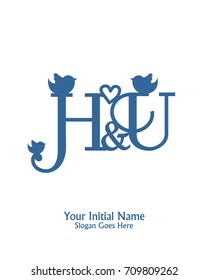 Initial name H & U logo template vector