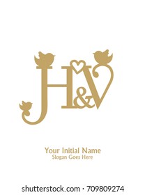 Initial name H & V logo template vector