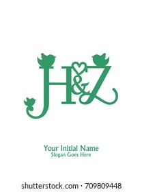 Initial name H & Z logo template vector