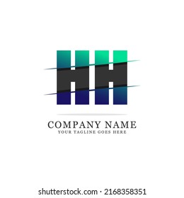 initial name HH logo design with gradient color, slice letter name HH logo inspirations
