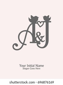 Initial name A J logo template vector