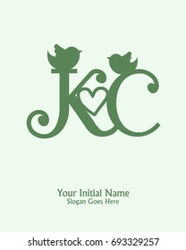 Initial name K C logo template vector