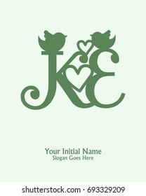 Initial name K E logo template vector