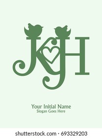 Initial name K H logo template vector