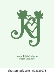 Initial name K J logo template vector