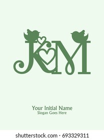 Initial name K M logo template vector