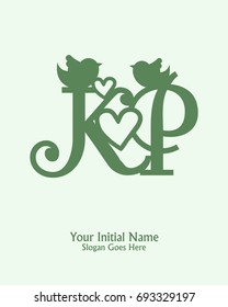 Initial name K P logo template vector