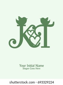 Initial name K T logo template vector