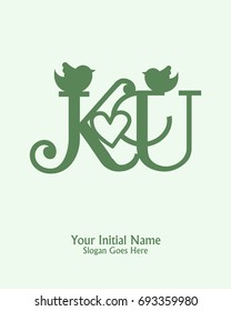 Initial name K U logo template vector