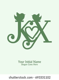 Initial name K X logo template vector