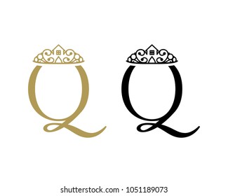 Initial Name Letter Q with Crown Queen Sign Symbol Icon Logo Vector