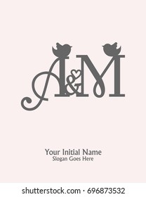 Initial name A M logo template vector