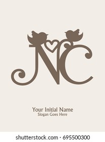 Initial name N C logo template vector