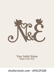 Initial name N E logo template vector