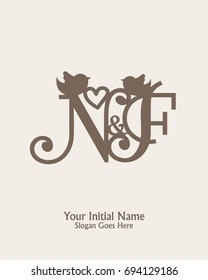 Initial name N F logo template vector