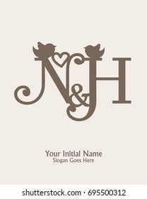 Initial name N H logo template vector