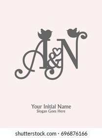 Initial name A N logo template vector