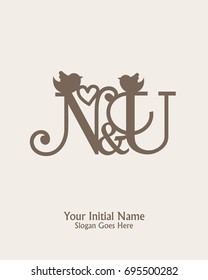 Initial name N U logo template vector