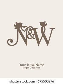 Initial name N W logo template vector