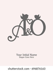 Initial name A O logo template vector