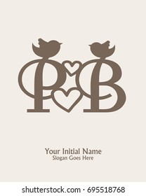 Initial name P B logo template vector