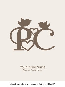 Initial name P C logo template vector