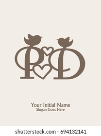 Initial name P D logo template vector