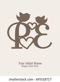 Initial name P E logo template vector