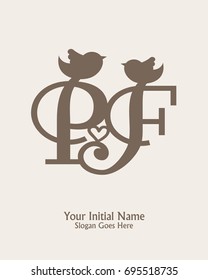 Initial name P F logo template vector