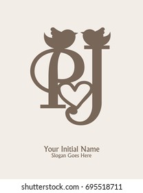 Initial name P J logo template vector