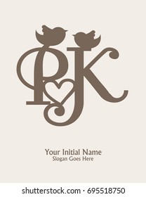 Initial name P K logo template vector