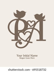 Initial name P A logo template vector