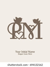 Initial name P M logo template vector