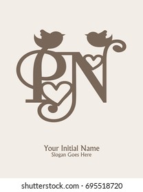 Initial name P N logo template vector