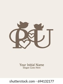 Initial name P U logo template vector