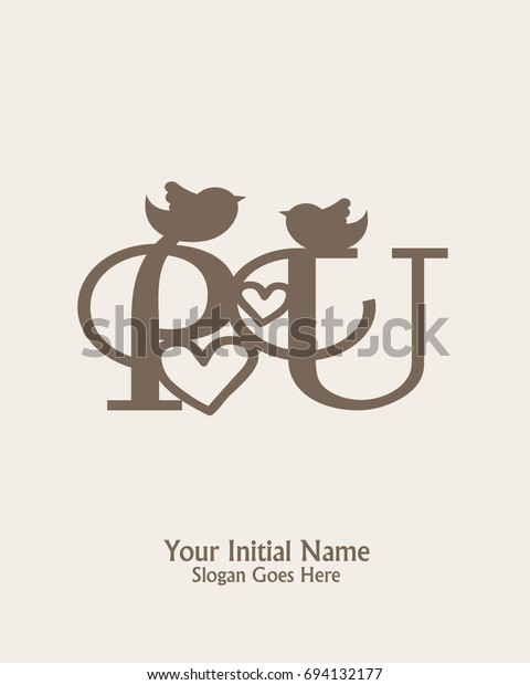 Initial Name P U Logo Template Stock Vector Royalty Free 694132177