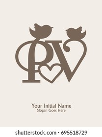 Initial name P V logo template vector