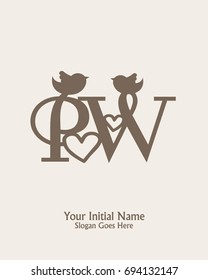 Initial name P W logo template vector