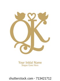 Initial name Q & K logo template vector