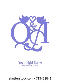 Initial name Q & A logo template vector