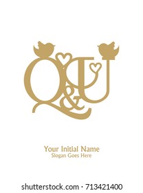 Initial name Q & U logo template vector