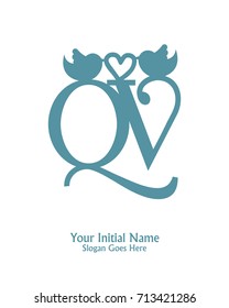 Initial name Q & V logo template vector