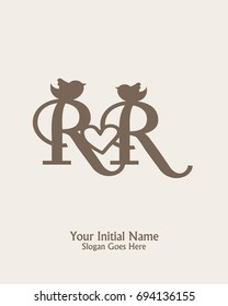 Initial name R R logo template vector