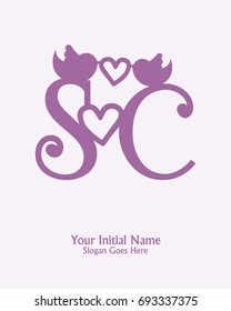 Initial name S C logo template vector