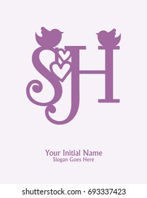 Initial name S H logo template vector