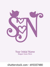 Initial name S N logo template vector