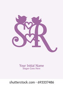 Initial name S R logo template vector